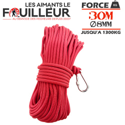 Corde 8mm (30mètres) pour pêche à l'aimant