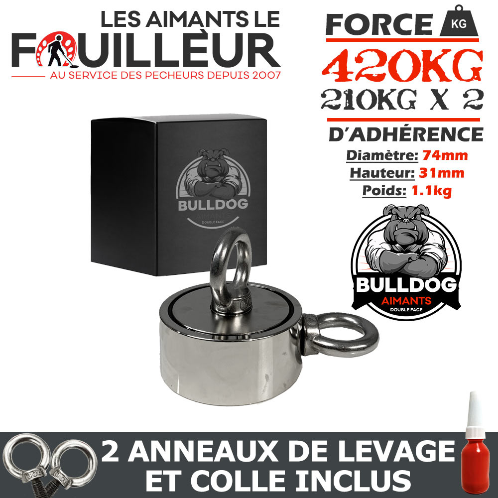 Aimant Néodyme NdFeB super puissants pour pull Détection Salvage Pêche Ø  32-90 mm - Force de Traction 230 kg | Magnosphere Shop