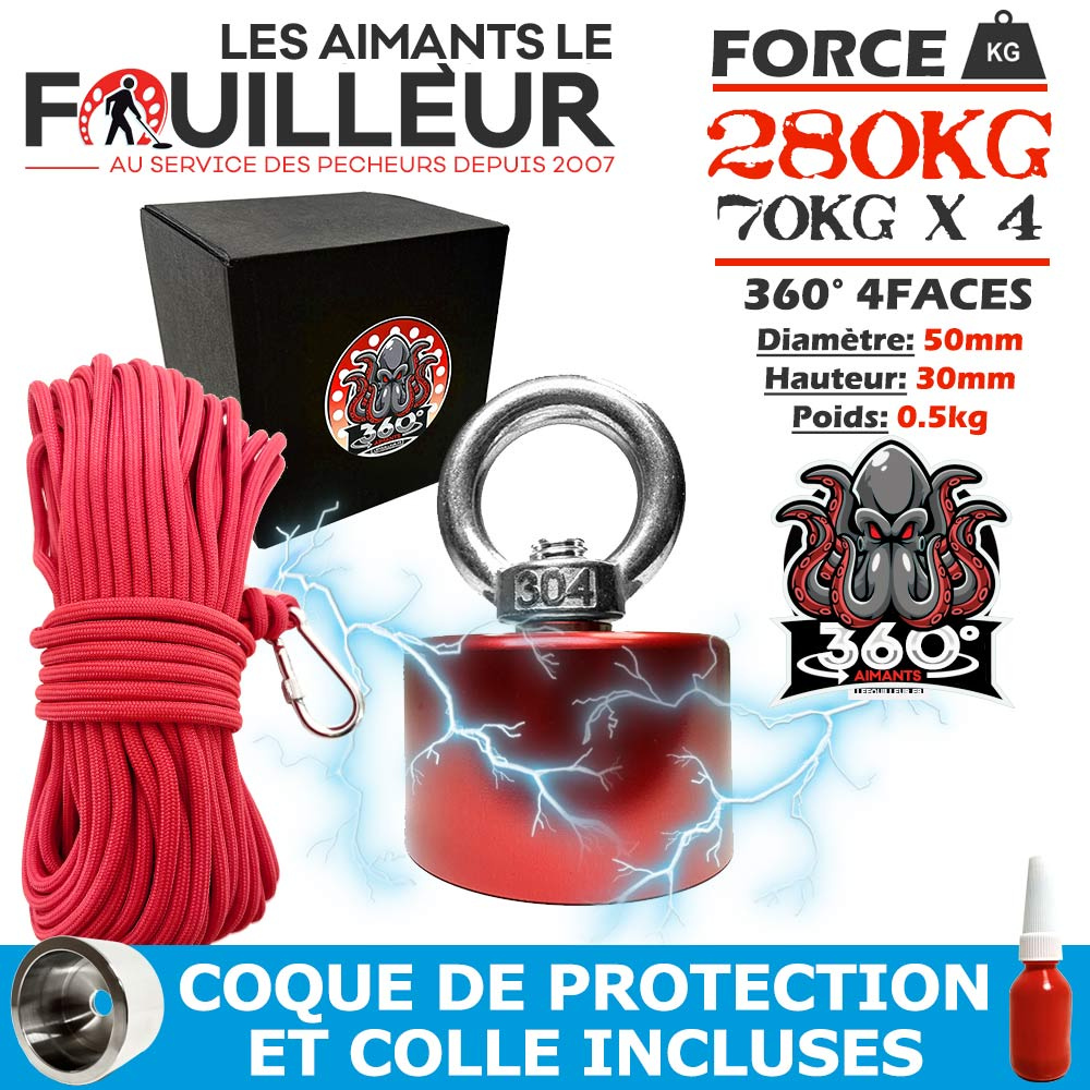 aimant 360° 280kg avec corde