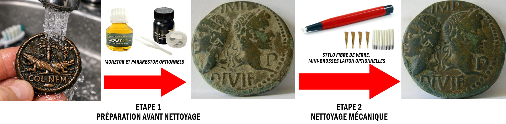 nettoyage monnaie en bronze