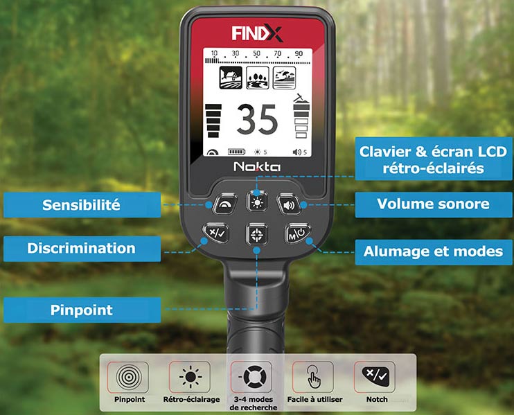 Reglages detecteur Nokta FINDX